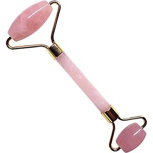 Gua sha Schraper Board Rozenkwarts gezicht dunne stimulator natuursteen guasha board jade roller roze kristal gezichtsschraper jade gezichtsroller set massage tool set (kleur: slechts 1 roller)