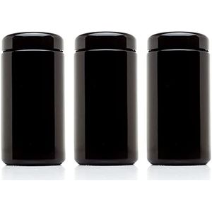 ULTRA JARS (6-Pack) 500ml Wide Mouth Ultraviolet Glazen Pot Met Zwarte Schroef Top Deksel - Luchtdicht | Geurbestendig | Lekvrij | UV Opslag Container | Hervulbare Stash Canister