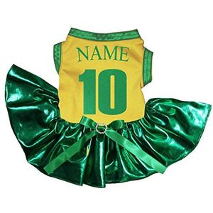 Petitebelle Puppy hond kleding nummer 10 personaliseren nationale jurk (klein, Brazilië1)