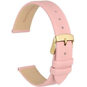 INEOUT Echt Lederen Horlogeband 8mm 10mm 12mm 14mm 16mm 18mm 20mm Armband For Dames Roestvrijstalen Gesp Vervangende Band (Color : Light Pink-Gold, Size : 22mm)