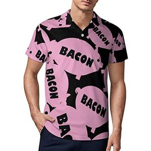 Bacon And Pink Pig golfpoloshirt voor heren, zomer T-shirt met korte mouwen, casual sneldrogende T-shirts, L