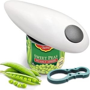 YUET Elektrische blikopener blikopeners draagbare One Touch Automatic + Gratis Flessenpot Grip Mate Batterij Werkt Handsfree voor Senioren met Artritis Elimineren Handpijn Voorkom verwondingen Stam