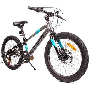 Verdant Kinderfiets voor jongens aluminium jeugdfiets 20 inch 6 versnellingen Shimano fiets voor kinderen van 6 tot 10 jaar in hoogte verstelbaar (Grafiet Blauw)