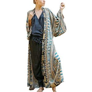 YouKD Bohemian Kimono Cardigan Beach Badpak Cover Up Maxi-jurk met lange mouwen voor dames