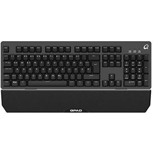 QPAD MK-40 Pro Gaming Membranical Keyboard Semimechanisch toetsenbord, Duitse QWERTZ DE lay-out, metalen oppervlak, verlichting, zwart