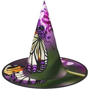SSIMOO Paarse pruim vlinder Halloween feesthoed, grappige Halloween-hoed, brengt plezier op het feest, maak je de focus van het feest