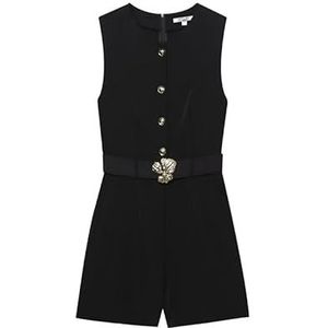 BANGHA Jumpsuits voor dames zomer casual dames jumpsuit zomer stijl voor zwarte crêpe mouwloze jumpsuit met riem decoratie casual mode, Zwart, L