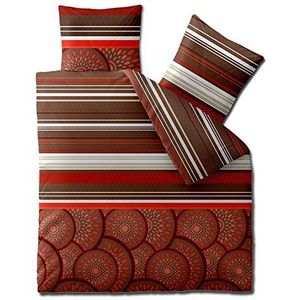 aqua-textiel 4-seizoenen beddengoed satijn katoen dekbedovertrek met kussensloop 80x80 Spirit Dorit rood bruin