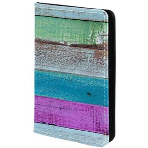 vervaagde kleur houten bord patroon Paspoorthouder, Paspoort Cover, Paspoort Wallet, Travel Essentials, Meerkleurig, 11.5x16.5cm/4.5x6.5 in