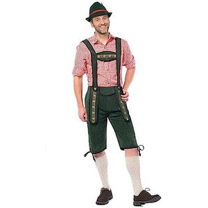 Partychimp Lange Lederhose Johann Groen, Lederhose Man Polyester met Bretels voor Oktoberfest Heren (XL)