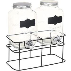 vidaXL-Drankdispensers-2-st-met-standaard-2-x-4-L-glas