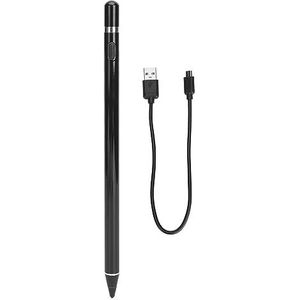 Universele styluspen, capacitieve touchscreen-pen, 95 mAh micro-USB-touchscreen-pennen voor smartphone, tablet, computer, draagbare capacitieve pen (zwart)