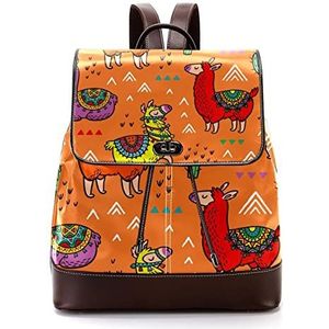 Gepersonaliseerde Schooltassen Boekentassen voor Teen Alpaca Oranje Cactus, Meerkleurig, 27x12.3x32cm, Rugzak Rugzakken