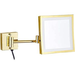 GVSIIOHRR 8 inch LED muur make-up spiegel met 3x/5X vergroting uittrekbare make-up spiegel 360° draaibaar opvouwbaar messing voor hotel badkamer (kleur: nikkel, maat: 3X)