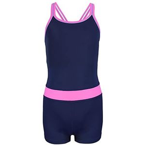 Aquarti Meisjes Sportbadpak Shortybadpak met Racerback, Donker blauw/Roze, 146
