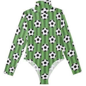 LI ZHI XIN Rompertjes met lange mouwen voor dames, eendelige jumpsuit met hoge hals, coltrui, turnpakje, top voor meisjes, dans, workout, fitness, body, voetbal, cartoonpatroon, Meerkleurig, S