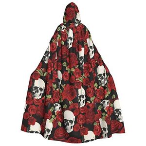 Bxzpzplj Rose Skull Print Hooded Mantel Unisex Mannen, Vrouwen, Kinderen Cosplay, Feest, Carnaval, Heks Kostuum