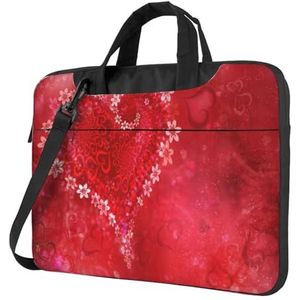 ASEELO Sprankelende paarse glitter zakelijke laptoptassen messenger aktetas computertas met schouder compatibel voor werk, Bloemen Decoratie Hart, 15.6 inch Laptop bag