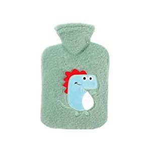 DieffematicRSD Warmwaterkruik Warmwaterzak Lekvrij waterinjectieontwerp Anti-brandwonden Warme buik Leuke cartoon pluche warmwaterkruik for op kantoor (Color : Green)