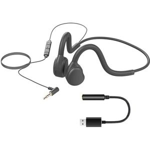 GZCRDZ Beengeleiding oortelefoons, USB bedrade oortelefoon met microfoon, open hoofdtelefoon, geschikt voor computers en spelconsoles