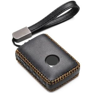 Vitodeco Echt lederen slimme sleutelhangerhoes, compatibel met Volvo XC40, XC60, XC90, S90, S60, V60, V90 2019-2024 (4-knops, zwart)