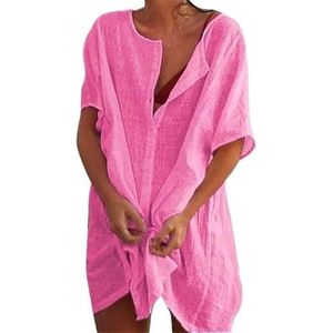 Cover Ups voor vrouwen strandkleding strandbedekking jurk badpak cover up vrouwen zomer strandjurk bikini coverups strandkleding zwemmen smock t-shirt badmode badpak coverups voor vrouwen (roze, XL)