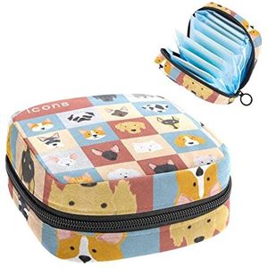 Opbergtas voor maandverband Pads, Menstruatie Cup Pouch, Periode Bag Organizer voor vrouwelijke Pads Tampons, Pet Icons