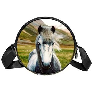 Ronde Crossbody Tas Dier Paard Messenger Bag Purse voor Vrouwen, Meerkleurig, 6.7x6.7x2.3 in, Sling Rugzakken
