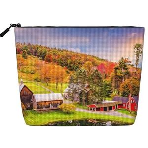 FZGGWYHL Land Boerderij Gedrukte Nep Hennep Hennep Make-up Bag Dagelijkse, Zwart, Eén maat, Tas Organizer