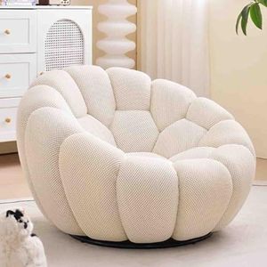 Moderne Luie Vloerbank, Luxe Bubble Luie Vloerbankstoel, Enkele Draaibare Loungestoel, Algemeen Gevormde Bankstoel, 3D Honingraatvorm Gebogen Bank, Voor Woonkamer, K off-white