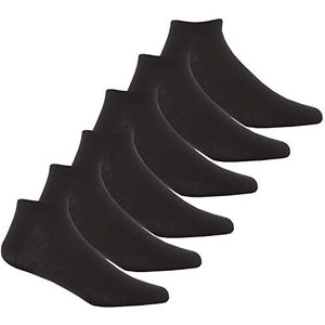 Heren Bamboe Trainer Ademend Sport Sneaker Liner Sokken (6 of 12 Paren), 6 paar - effen zwart, 40-45 EU