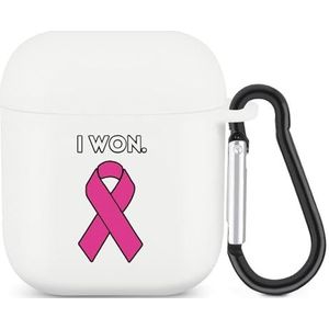 Survivor Borstkanker Awareness Leuke Case voor AirPods 2&1 Schokbestendige Beschermende Hoofdtelefoon Gevallen Cover Met Sleutelhanger Voor Mannen Vrouwen