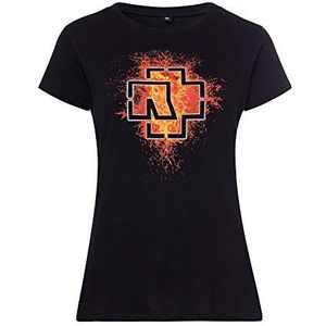 Rammstein Dames T-shirt Lava Logo Officiële Band Merchandise Fan Shirt Zwart met veelkleurige voorkant en Back Print, zwart, XL