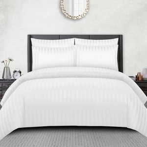 Pamposh Satijnen Gestreepte Tweepersoons Dekbedovertrekset - Premium Hotelkwaliteit Dekbedovertrek Beddengoed sets - Hypoallergeen Ultrazacht Microvezel Beddengoed