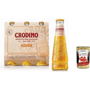 San pellegrino Crodino 3 x 175 ml aperitief zonder alcohol bitter uit Italië + Italiaanse gourmet polpa 400 g