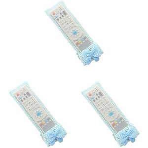 3 set Afstandsbediening Case Strik Decor Controle Apparaat Covers Airconditioner Stofdichte Cover met Kleine Beer Blauw S (18,5x8 cm)