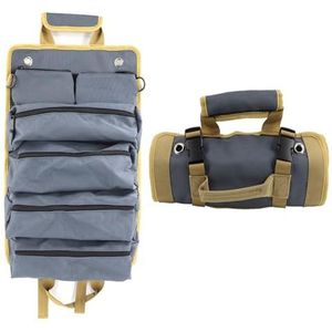 Grijs,gereedschapstas, gereedschapstas, gereedschapsrol, robuuste gereedschapstas Multifunctionele gereedschapsboxorganizer met 6 ritsvakken