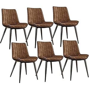 GEIRONV Moderne retro keukenstoel set van 6, met PU lederen zitting gewatteerde gewatteerde eetkamerstoelen metalen poten eetkamerstoelen Eetstoelen (Color : Orange, Size : 43x45x85cm)