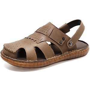 EKsma Visserssandaal voor heren, gesloten teen, lichtgewicht, comfortabele sportsandalen, zomer, outdoor, verstelbare vissersstrandsandalen, Bruin, 39.5 EU