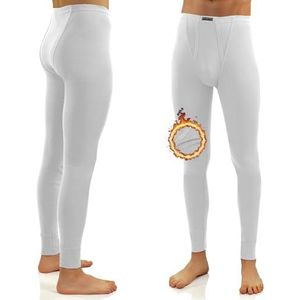 Sesto Senso Heren Thermische Lange Onderbroek Katoen 100% Warm Lichtgewicht Ondergoed Functionele Leggings Base Layer Bottom, Wit, XXL