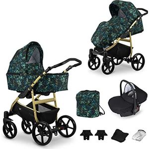 Kinderwagenset babyzitje 3 in 1 en Isofix 4 in 1 naar keuze Mata by SaintBaby Gold Leaves 05-G 2in1 zonder babyzitje