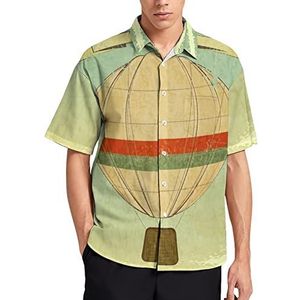 Vintage Ballon Hawaiiaanse Shirt Voor Mannen Zomer Strand Casual Korte Mouw Button Down Shirts met Zak