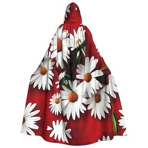 SSIMOO Rode bloem en witte madeliefje unisex mantel-boeiende vampiercape voor Halloween - een must-have feestkleding voor mannen en vrouwen