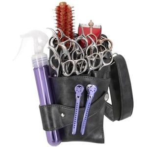PXAMORTEL Kapperstas Kappersschaartas Pouch Haarstylist PU leren riem Holster Pouch for salonkam Kappersgereedschapsset Lichtgewicht multi-pocket kapperstas(Dark Grey)