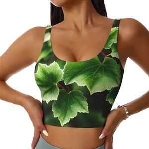 ETASUIOL Ivy Blossoms Tree Print High Impact sportbeha voor vrouwen, ingebouwde gewatteerde ondersteuning, perfect voor yoga, hardlopen en fitness, Zwart, S