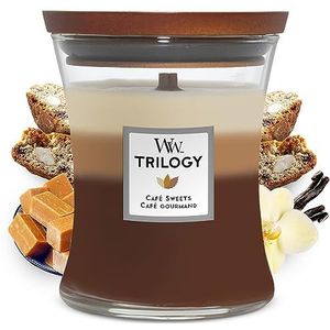 WoodWick Medium Hourglass Trilogy geurkaars | Café Sweets | met houten lont