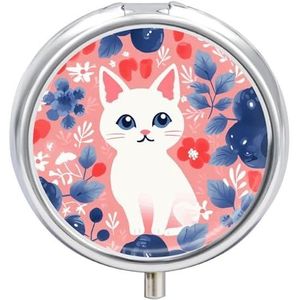 Berry Style en Cat Pillendoos Ronde Draagbare Pillenorganizer Waterdichte Dagelijkse Vitamine Houder Dozen Creatieve 3 Compartimenten Geneeskunde Pil Case voor Portemonnee Of Pocket
