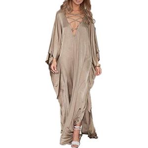 YouKD Zomer Losse Caftan V-hals Boho Strand Bikini Cover Up Jurk Plus Size Robe voor Vrouwen
