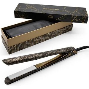 Corioliss C5 Professionele stijltang, titanium platen, perfect voor het gladmaken en golven, tot 235 graden, ionica, gouden zebra