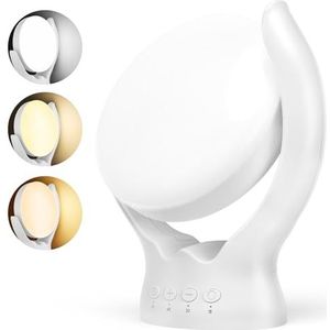 Daglichtlamp, 10.000 lux fototherapie-lamp zonder UV, daglichtlamp met 3 kleurtemperaturen, 4 timers en 5 instelbare lichtsterktes en geheugenfunctie (wit)